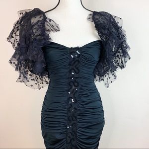 Vintage TD4 by Eletra Ruched Sleeve Party Dress